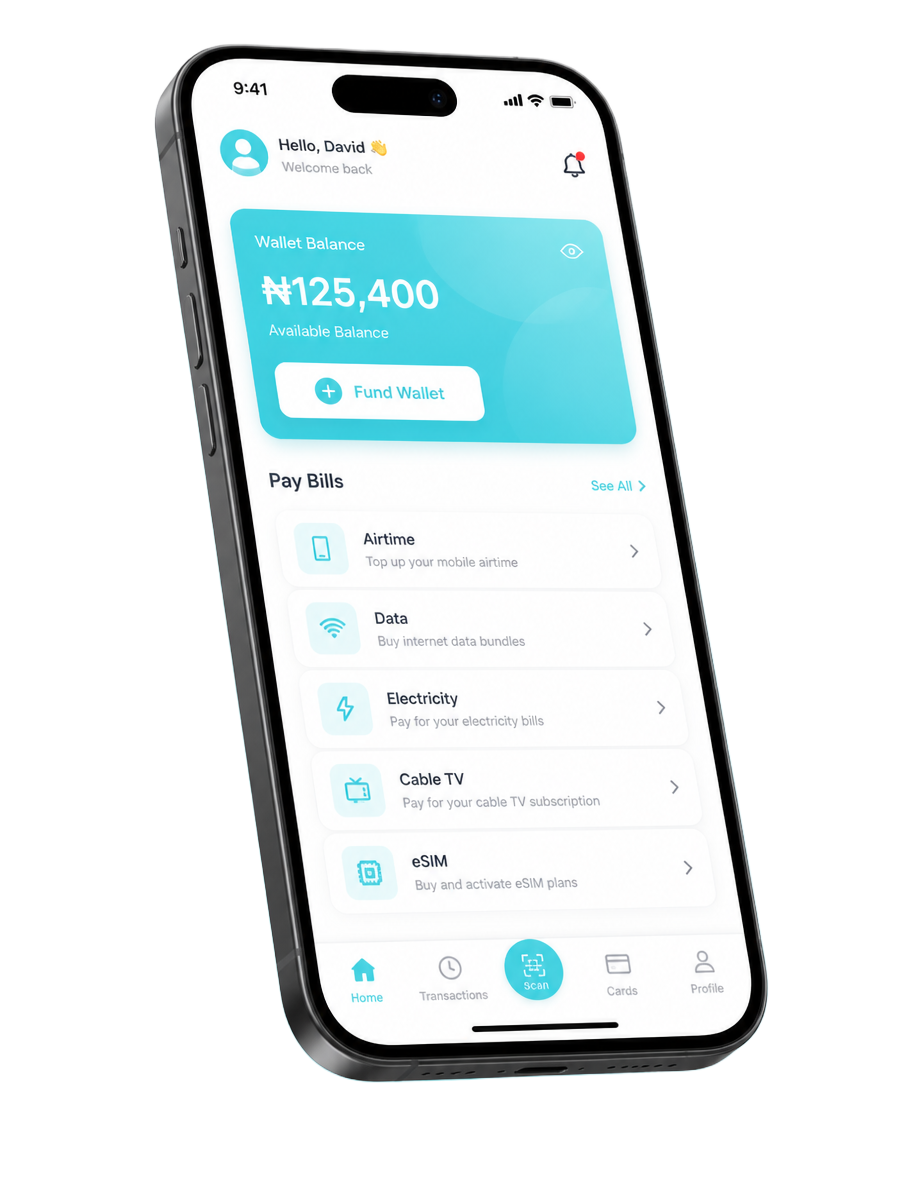 PayMint app on a smartphone showing wallet balance and bill payment options